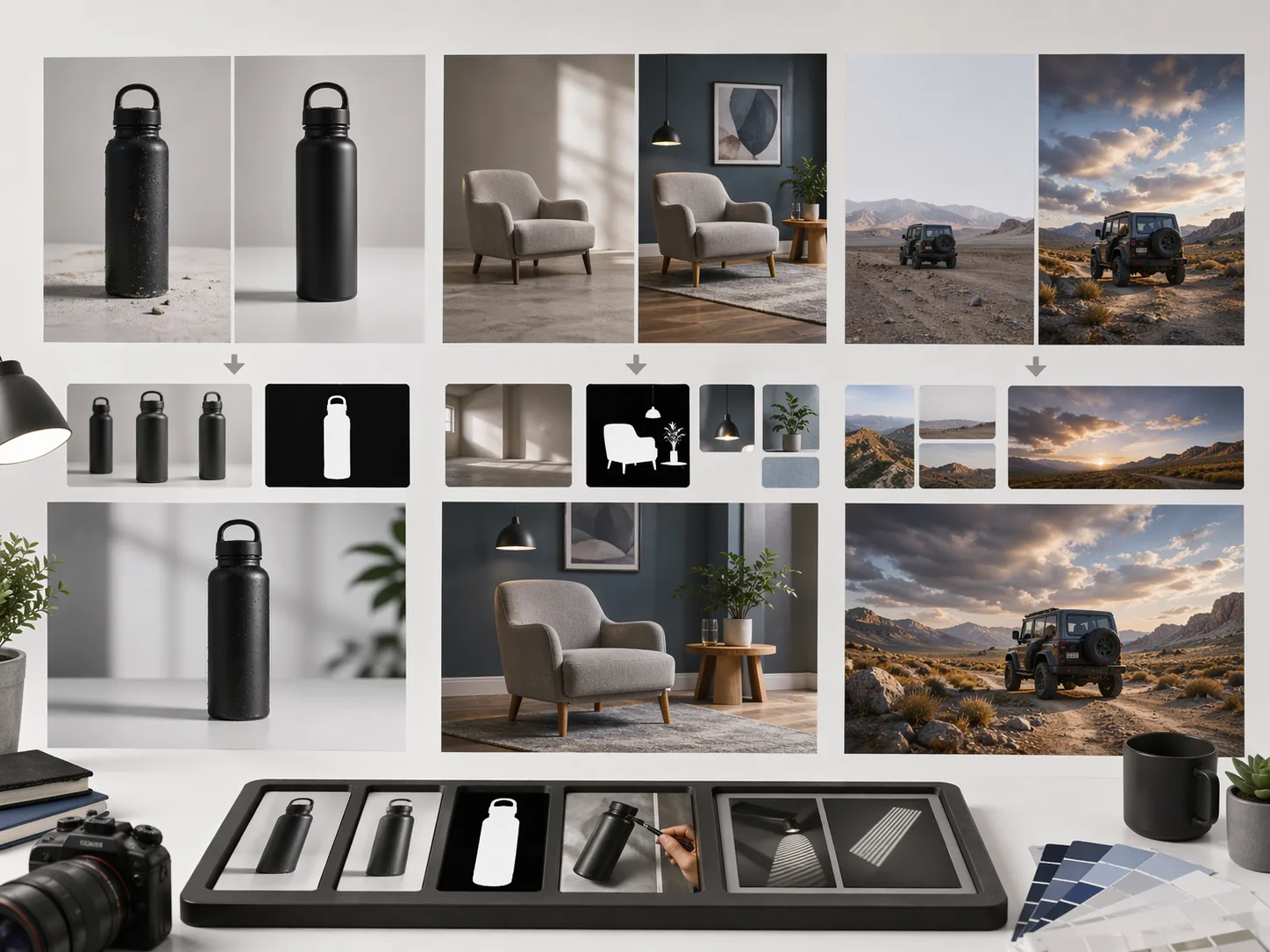 Image editing from rough source to final asset